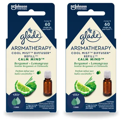 Immagine prodotto di 2 flaconi ricarica per diffusore di aromaterapia Glade, fragranza "Calma della mente" - 17,4 ml - confezione - 2 pezzi