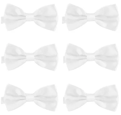 Produktbild von 6er Set DonDon Herren Fliege 12 x 6 cm gebunden und längenverstellbar weiß