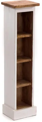 Produktbild von HOLZ CD REGAL TOWER | 75cm, Holzregal, Buch CD Rack mit 4 Fächern | Farbe: 06 weiß-landhaus