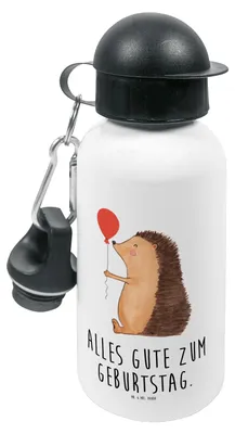 Produktbild von Mr. & Mrs. Panda Trinkflasche Igel Luftballon - Weiß - Geschenk, Glückwunsch, Kinder, Lustige Sprüche, Geburtstag, Wasserflasche, Happy Birthday, Kindertrinkflasche