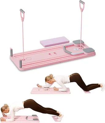 Immagine prodotto di Tavola Pilates | Pieghevole e compatta | Set completo per tutto il corpo con elastici per esercizi. Attrezzo per Pilates da utilizzare a casa, ideale per allenare spalle, addome e braccia. Trainer pieghevole
