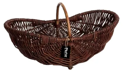 Produktbild von Ovaler Holzkorb aus ungeschälter Weide, geflochten, 45 cm