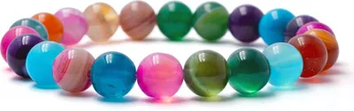 Produktbild von Bixorp Gems Rainbow Botswana Agate - Náramek z broušených korálků s kamínky - 20 cm