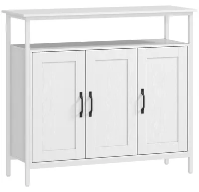 Immagine prodotto di Mobile Basso Credenza da Cucina 100x35x88 cm con Armadietti e Ripiani a Giorno in MDF Bianco