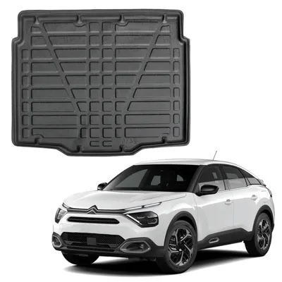 Image de Tapis De Coffre Sur Mesure Pour Citroen E-C4 Depuis 2022, Noir, Antidérapant, Bord Haut, Toutes Saisons