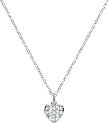 Productafbeelding van Halsketting voor dames, hartvormig, verguld met rhodium, fijn zilver 925 met zirconiumoxide - 43cm * 9mm; TRS23441
