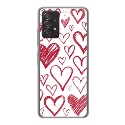 Produktbild von MuchoWow® Handyhülle Schutzhülle Hülle für Samsung galaxy a73 Eine Illustration mit mehreren Herzen auf weißem Hintergrund Silikon Softcase Handy Hülle - Handyhülle