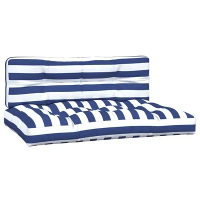 Image de vidaXL Coussin pour palette 2 pcs. bleu & blanc rayé Tissu