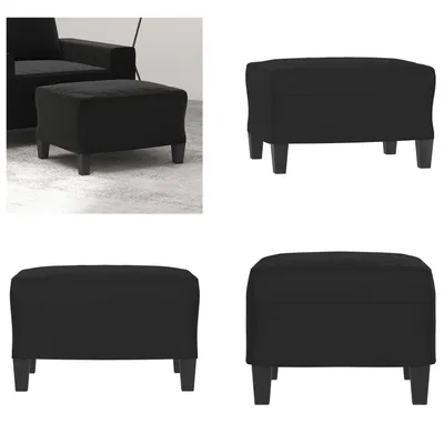 Image de vidaXL Tabouret de pied Noir 60x50x41 cm Tissu microfibre - Tabouret - Tabouret - Banc de pied - Repose-pieds