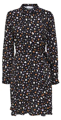 Produktbild von SELECTED FEMME Damen Slffiola Aop Shirt Dress Noos Hemdblusenkleid, Schwarz, 34