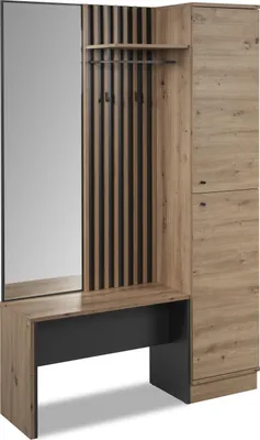 Produktbild von Kleiderschrank Médard - 122x37x190cm - mit Spiegel - Eiche Nachbildung/anthrazit