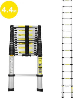 Produktbild von TolleTour Teleskopický rebrík 4,4 m Viacúčelový rebrík Alu Multifunkčný rebrík Výsuvný rebrík