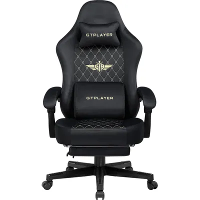 Produktbild von GTPLAYER Gaming Stuhl Stoff Gaming Chair Ergonomisch Bürostuh PC Stuhl, Verstellbarer und Drehbarer Schreibtischstuh mit Fußstütze, Schwarz