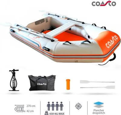Immagine prodotto di Gommone COASTO con fondo Dropstitch, gommone ausiliario, barca a motore, barca a remi, 270 cm, Shoe