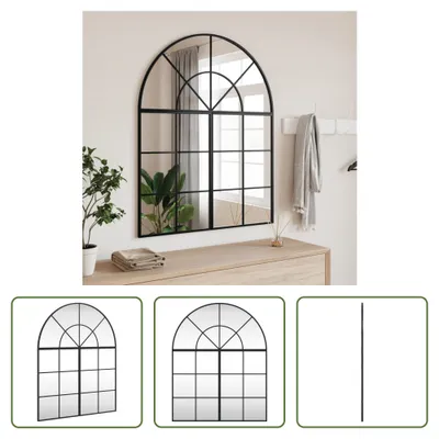 Image de The Living Store miroir mural noir 80x100cm bombé fer
