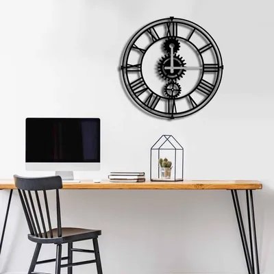 Produktbild von Opviq, MTS- NRA1130, Schwarz, Wanduhren, 49 x 49 cm, 100% Metall (Dicke: 1
