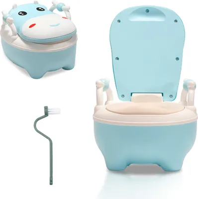 Produktbild von Yakimz Kinder Töpfchen Kindertoilette Babytopf WC, Kinder Toilettensitz Toilettentrainer mit Griffe und Anti-Rutsch, für Kinder ab 1 jahr blau