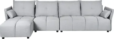 Produktbild von BELIANI Ecksofa Hellgrau Stoffbezug mit Chaiselongue Rechts 4-Sitzer L-Form Viele Kissen Niedrige Sitzhöhe Freistehend Modern Wohnlandschaft Wohnzimmer