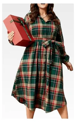 Produktbild von Langärmeliges Hemdkleid für Damen mit kariertem Revers