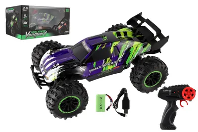 Image de Voiture RC Buggy de vitesse 2,4 GHz en plastique, 40 cm, pack rechargeable + batterie violette, dans une boîte de 42 x 21 x 28 cm