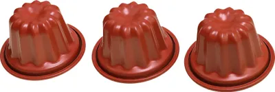 Produktbild von Tefal Creabake 3 tlg. Canelé-Set J30590, Kuchenform, Rund, Kohlenstoffstahl, Gerillte Oberfläche, Orange, China