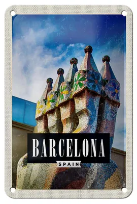 Produktbild von Blechschild Reise 12x18cm Barcelona Spanien Park Guell Dekoration