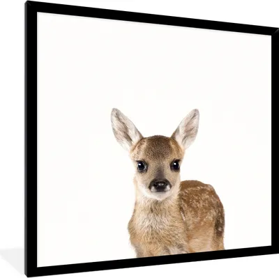 Produktbild von MuchoWow® Gerahmtes Poster Tiere - Hirsche - Mädchen - Waldtiere 40x40 cm - Poster mit Schwarzem Bilderrahmen Wandposter Rahmen Foto Bilder - Mit Rahmen - Wanddekoration Schlafzimmer