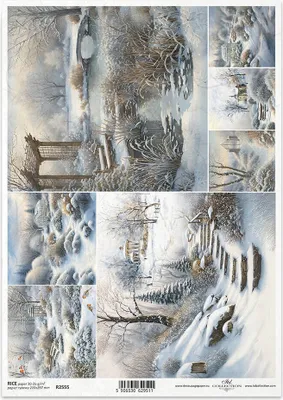 Image de ITD Papier de riz découpage Papier de bricolage Technique de la serviette R2555 Jardin d'hiver, neige