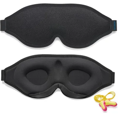Produktbild von Schlafmaske 99,99% Lichtblockierend Ergonomisch Einstellbar mit Ohrstöpseln Schwarz