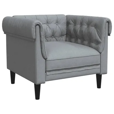 Zdjęcie produktu dla Fotel Chesterfield, jasnoszary, obity tkaniną