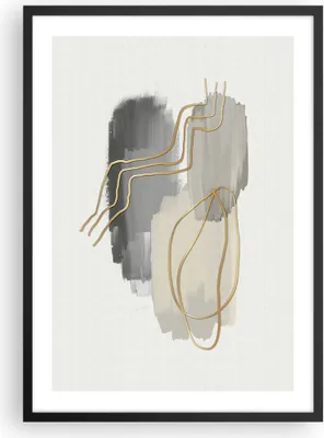 Produktbild von Gerahmtes Poster - Schwarzer Rahmen - Abstraktion Stück Gold - 50x70 cm - Wand Bild - Wanddeko - Wandbilder - Kunstposter - Wandposter - Bilderrahmen - Bilder - Kunstdruck - Wandbild - P2BPA50x70-4149