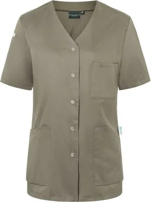 Produktbild von KARLOWSKY Damen Kasack ESSENTIAL Kurzarm V-Neck Modern-Fit Salbei 44