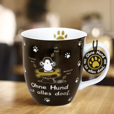 Produktbild von Sheepworld 45704 Tasse mit Motivdruck "Ohne Hund ist alles doof.", mit Geschenktag