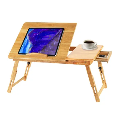 Produktbild von Laptoptisch Höhenverstellbar mit Schublade Bambus