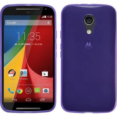 Produktbild von PhoneNatic Case kompatibel mit Motorola Moto G 2014 2. Generation - lila Silikon Hülle transparent + 2 Schutzfolien