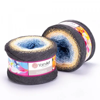 Produktbild von YarnArt Flowers 287 – 1000 m Farbverlaufsgarn, 55% Baumwolle, ideal für Sommerprojekte
