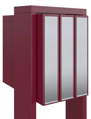 Produktbild von Briefkastenanlage Flag for Three in Rot mit Edelstahlklappe