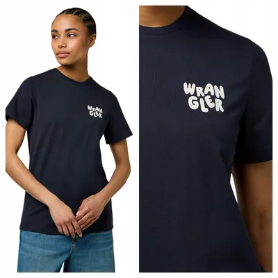 Produktbild von Wrangler | Sign Off Tee Marineblaues Damen-T-Shirt Größe S