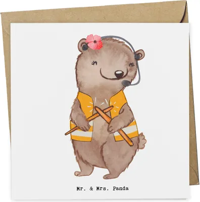 Produktbild von Mr. & Mrs. Panda Grußkarte Fluglotsin Herz - Weiß - Geschenk, anlasskarte, Flugsicherung, Ausbildung, faltkarte, Klappkarte, Glückwunschkarte, doppelkarte