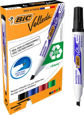 Produktbild von BIC - Filz -Tip Pen BIC 1751 Whiteboard Slanting l assorti | Setzen Sie ein 4 -Stück
