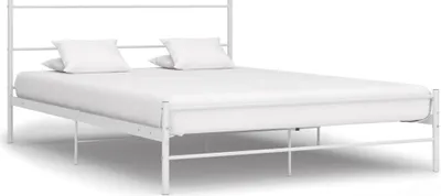 Image de Cadre de lit sans matelas blanc métal 140x200 cm