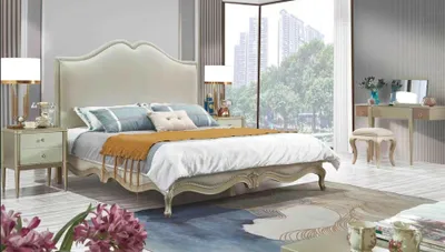 Produktbild von Bettrahmen Doppel Bettgestell Luxus Bett Holz Betten Beige Doppelbetten Hotel