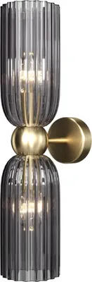 Produktbild von Wandleuchte Metall Rauchglas E14 H: 43,5 cm Up Down in Gold Grau 2-flammig Modern