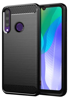 Produktbild von Techsuit Carbon Silicone Back Cover Hülle für Huawei Y6p - Schwarz