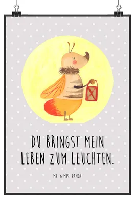 Produktbild von Mr. & Mrs. Panda Bild Glühwürmchen DIN A2 - Grau Pastell - Geschenk, Lustige Sprüche, Wandschmuck, Heiratsantrag, wanddeko, Jahrestag, Liebe, Liebesspruch, drucke