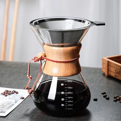 Produktbild von Glaskaffeekanne mit Filter, verdicktes hitzebeständiges Borosilikatglas, geeignet für Herdplatten, 1000 ml
