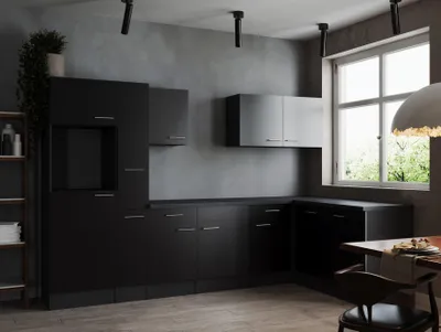 Produktbild von L Küche Leerblock Winkelküche Grau Matt Schwarz Oliver 310 x 172 cm Respekta