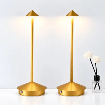 Produktbild von 2er Kabellose Dimmbare LED Tischleuchte, Wiederaufladbar 2000mAh Schreibtischlampe für Restaurants Bars Schlafzimmer, Gold