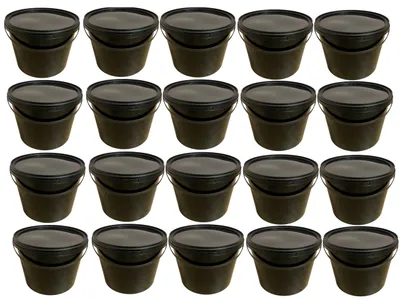 Produktbild von SILPLAST Eimer mit Deckel 10L x 20 Kunststoffeimer 10 Liter lebensmittelecht stapelbar Plastikeimer leer Schwarz