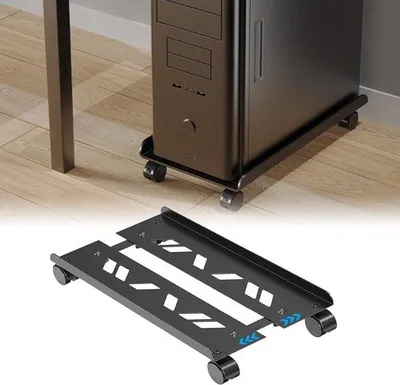 Produktbild von Famanu CPU-Ständer mit verstellbarer Höhe und Rollen für Desktopcomputer - universelle PC-Fußstütze